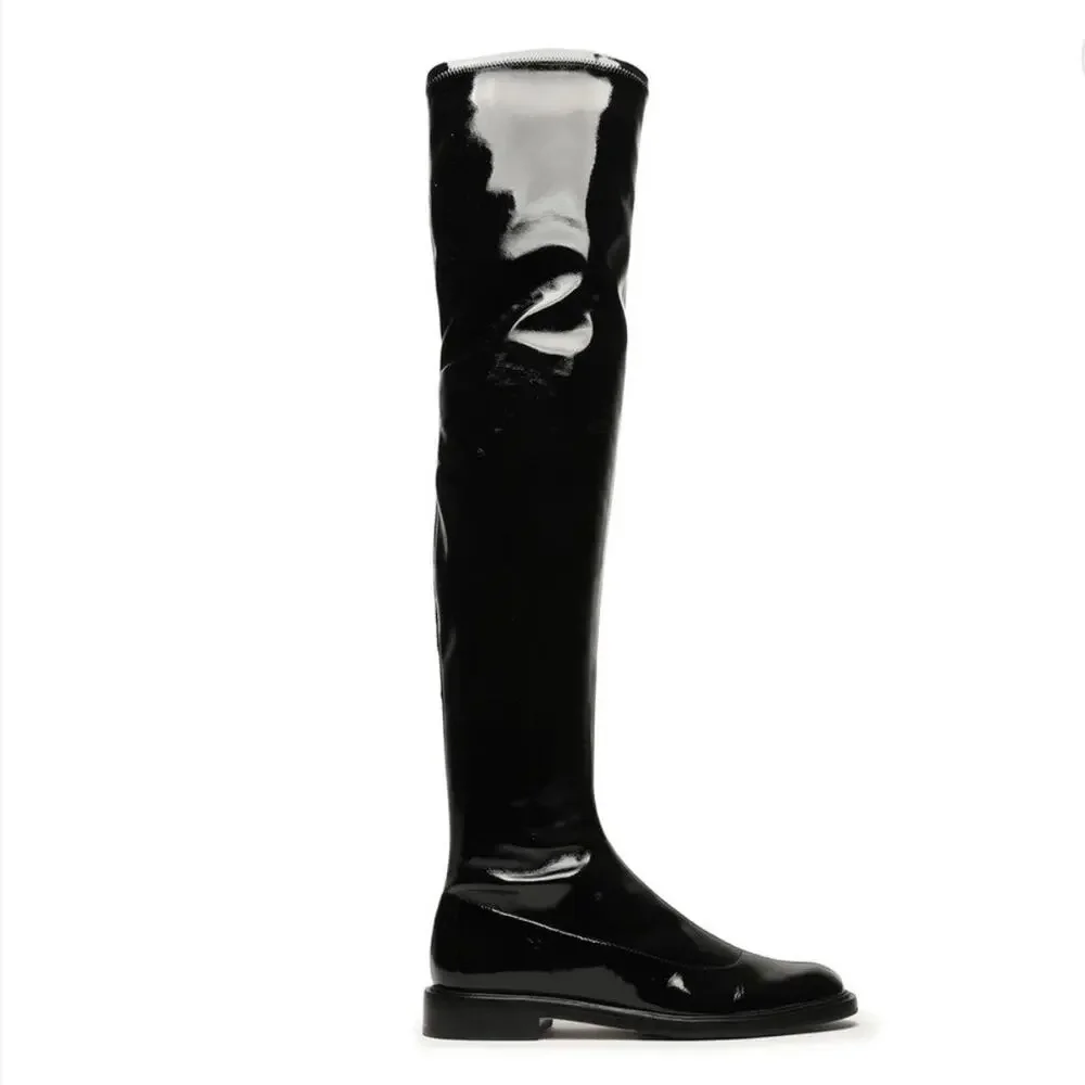 Schutz Black Patent Leather Kaolin Over The Knee Boots Sz 6B